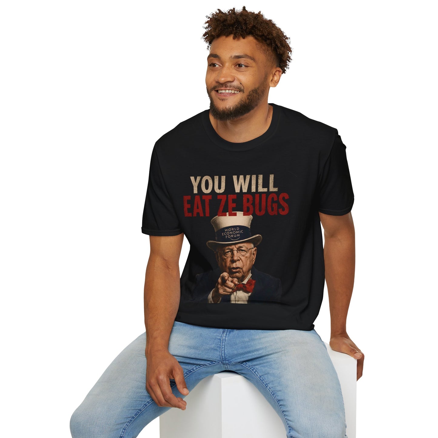 You Will Eat Ze Bugs T-Shirt — Funny Uncle Sam Pointing Political Satire Tee