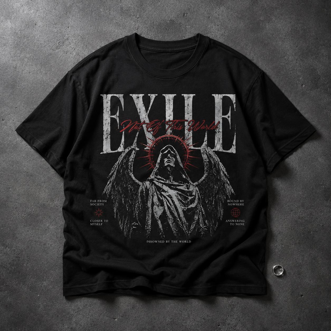 Exile Gothic Angel T‑Shirt — Dark Vintage Rock Tee