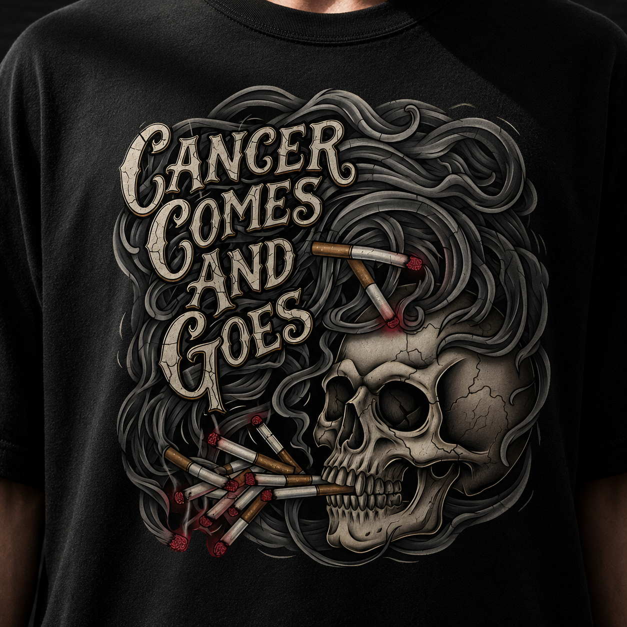 Skull 'Cancer Comes and Goes' Graphic T-Shirt