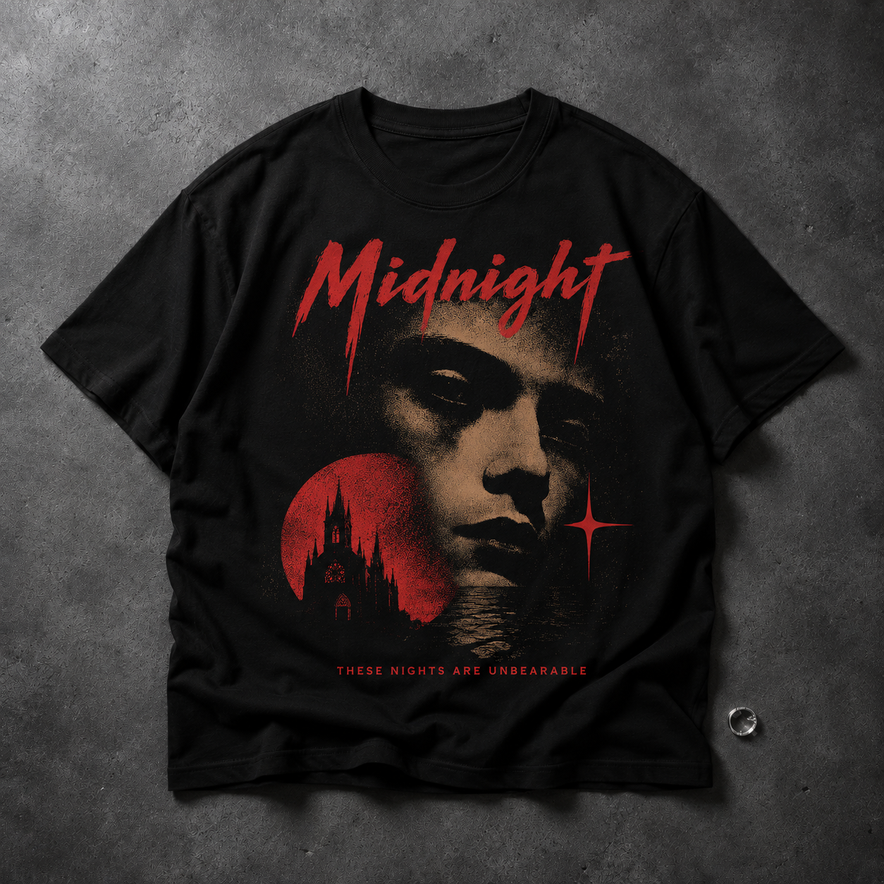 Midnight Portrait T-Shirt — Retro Horror Face Graphic Tee