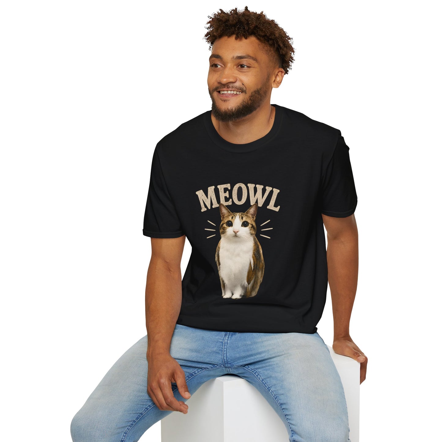 Cat T-Shirt — "MEOWL" Cute Vintage Cat Graphic Tee for Cat Lovers