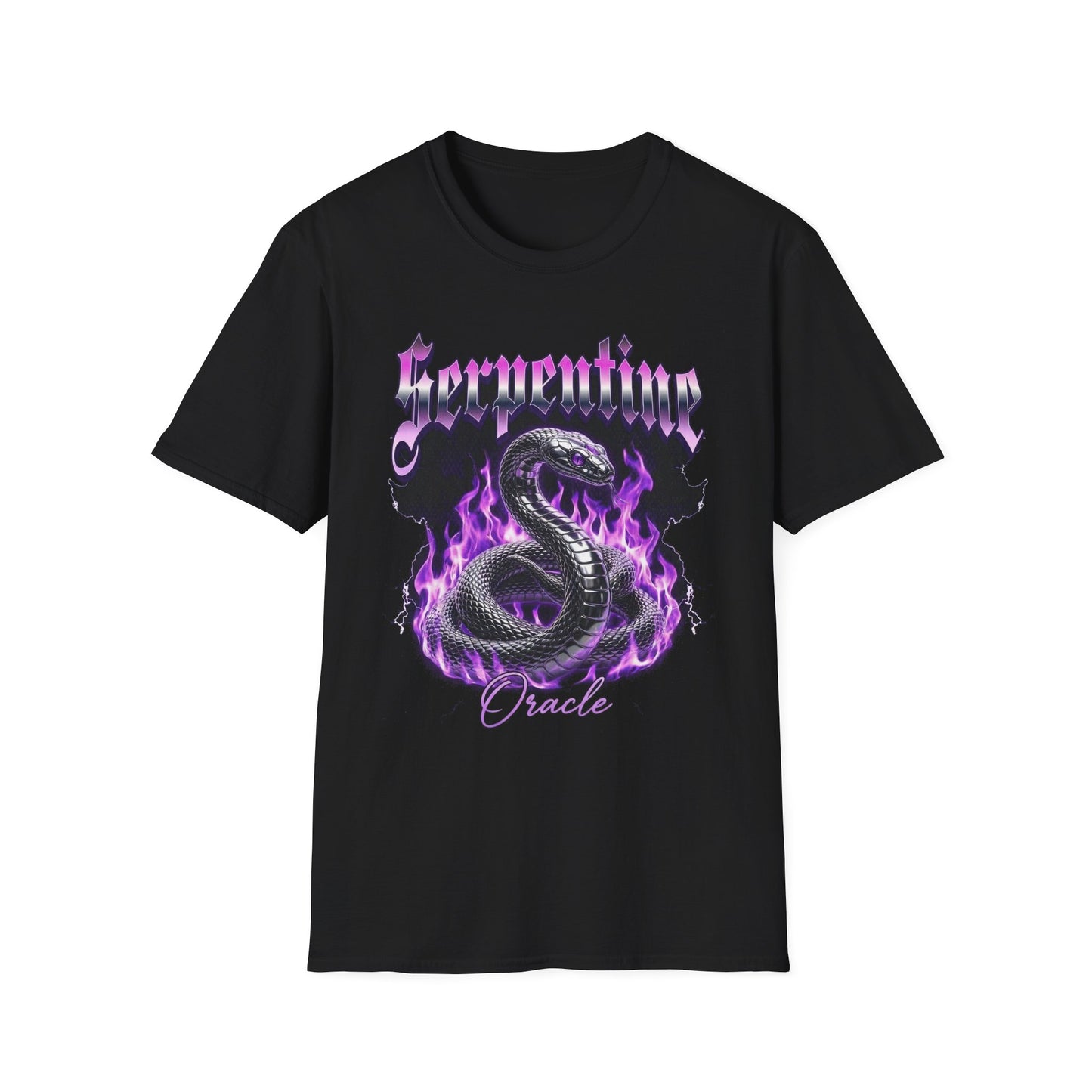 Serpentine Oracle T-Shirt — Gothic Snake Flame Graphic Tee