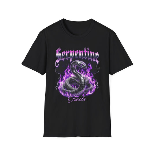 Serpentine Oracle T-Shirt — Gothic Snake Flame Graphic Tee