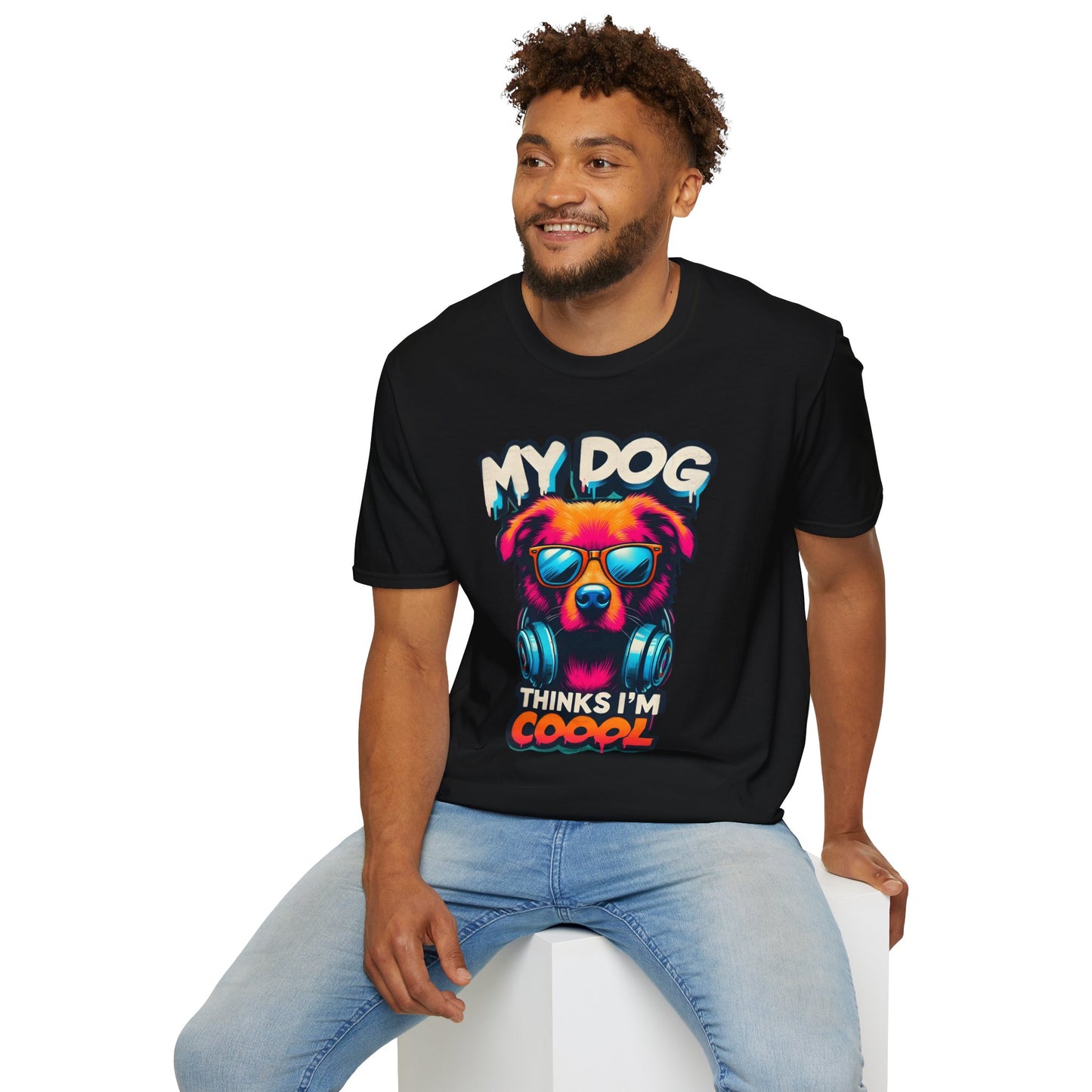 Dog T-Shirt — "My Dog Thinks I'm Coool" Colorful Cool Dog Graphic Tee