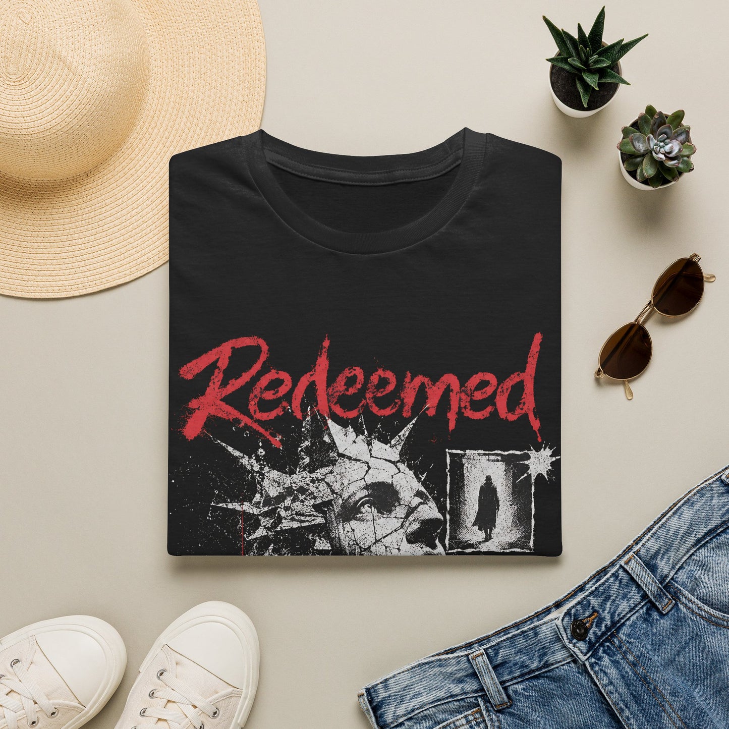Redeemed Graphic T-Shirt — Christian Faith Jesus Crown of Thorns Tee
