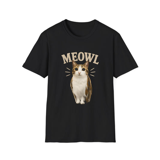 Cat T-Shirt — "MEOWL" Cute Vintage Cat Graphic Tee for Cat Lovers