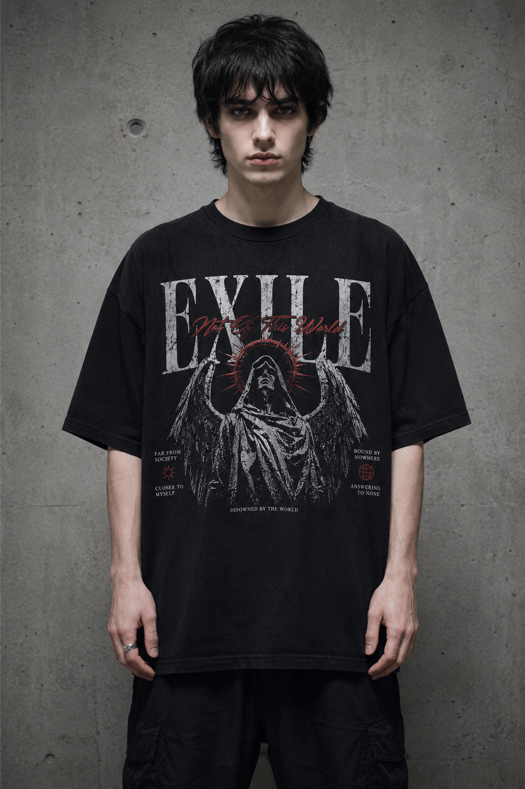 Exile Gothic Angel T‑Shirt — Dark Vintage Rock Tee