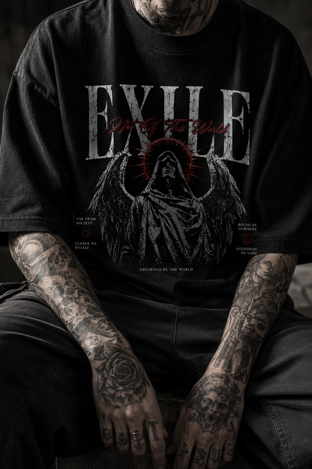 Exile Gothic Angel T‑Shirt — Dark Vintage Rock Tee