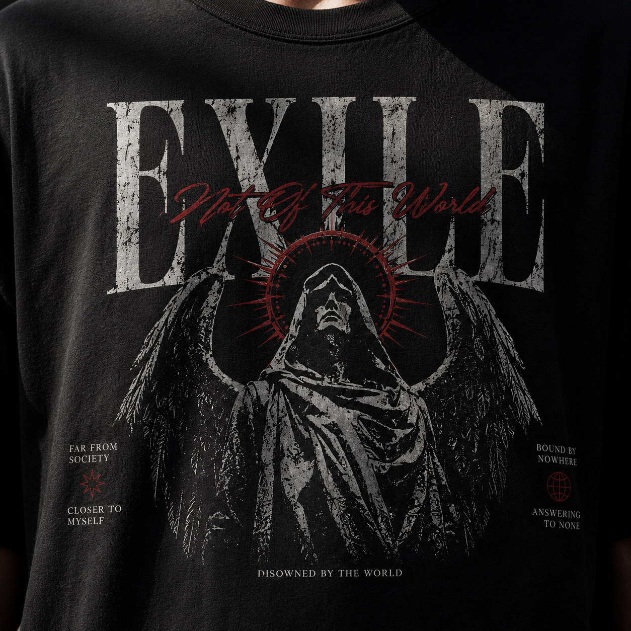 Exile Gothic Angel T‑Shirt — Dark Vintage Rock Tee