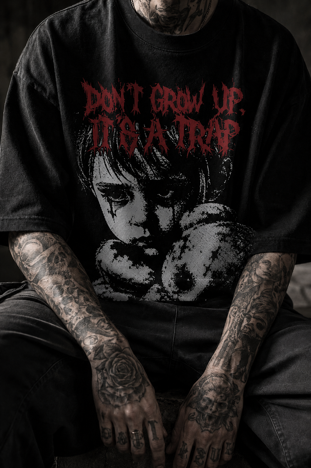 "Don't Grow Up, It's a Trap" Retro Gothic Horror Tee