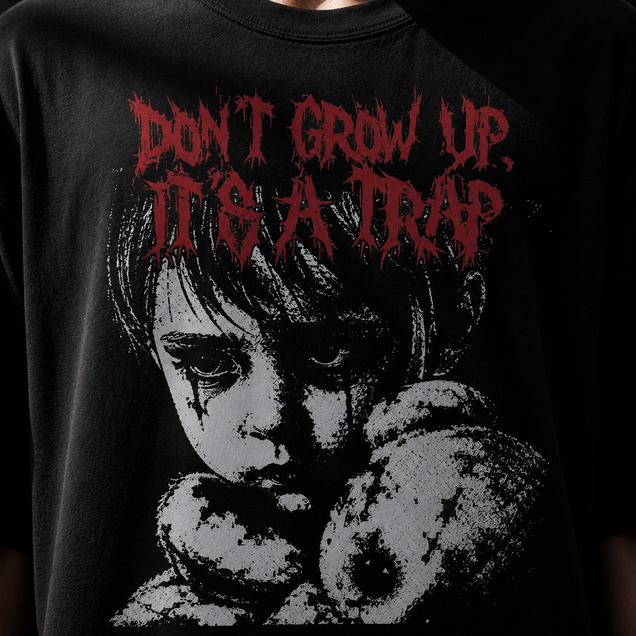 "Don't Grow Up, It's a Trap" Retro Gothic Horror Tee