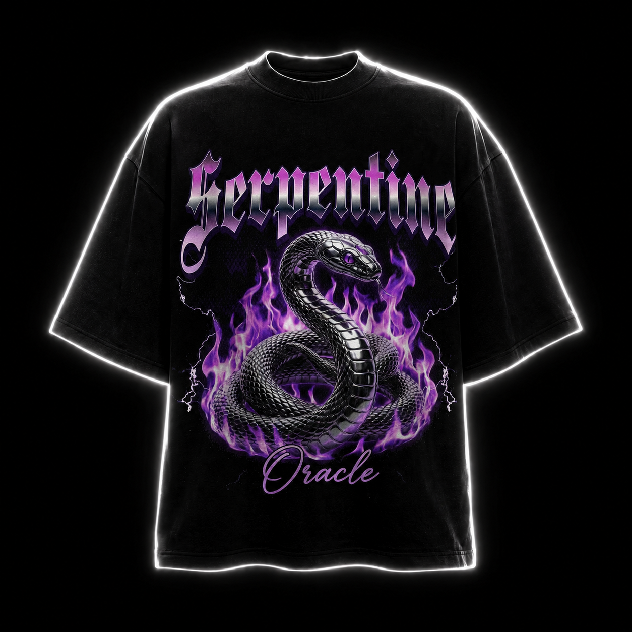Serpentine Oracle T-Shirt — Gothic Snake Flame Graphic Tee