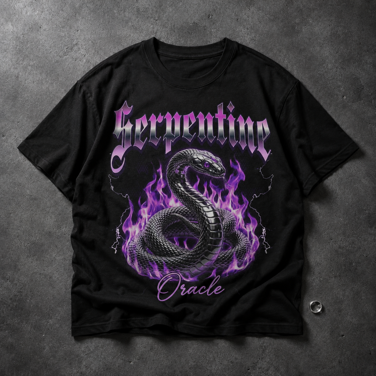 Serpentine Oracle T-Shirt — Gothic Snake Flame Graphic Tee