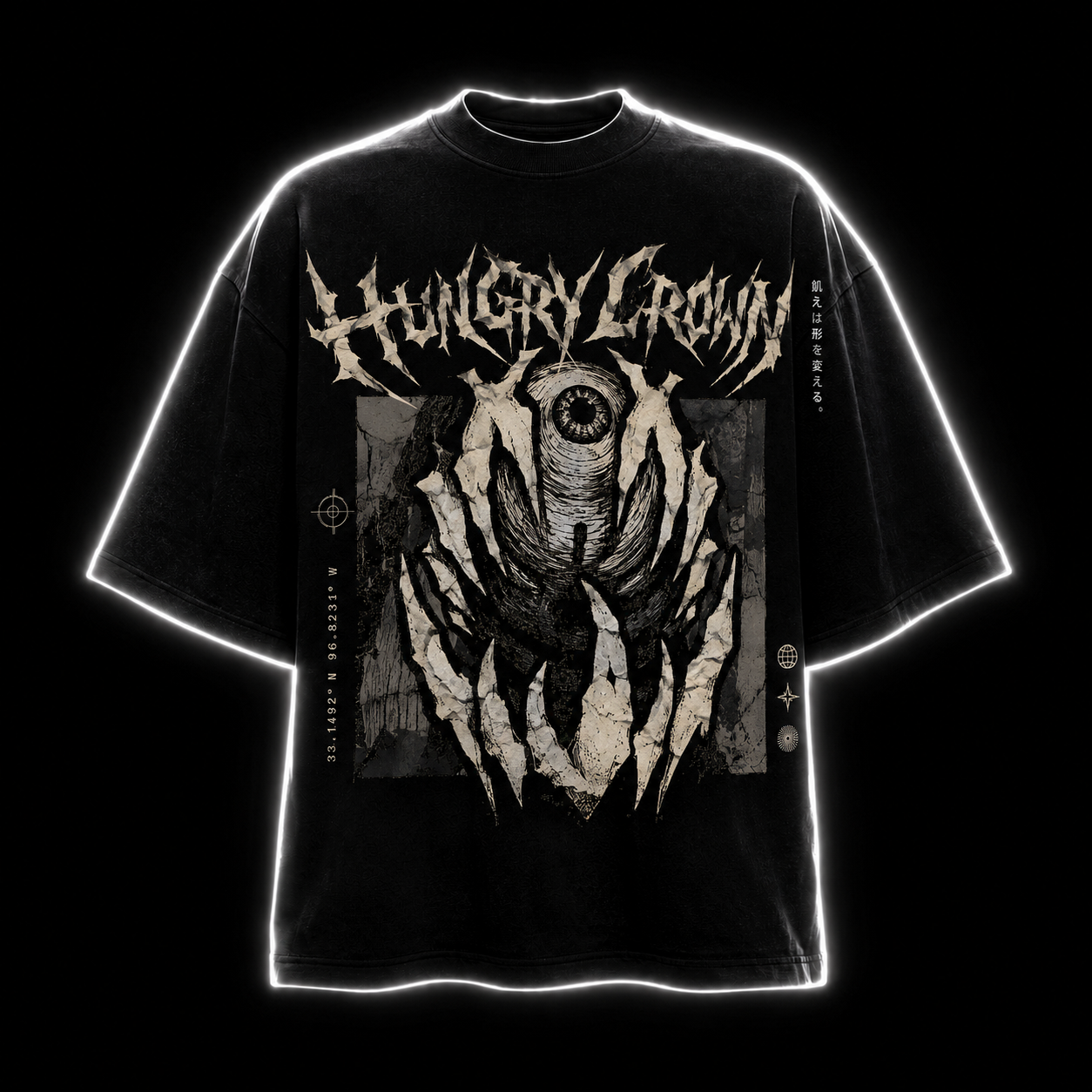 Hungry Crown Band Tee — Gothic Eye Graphic T-Shirt