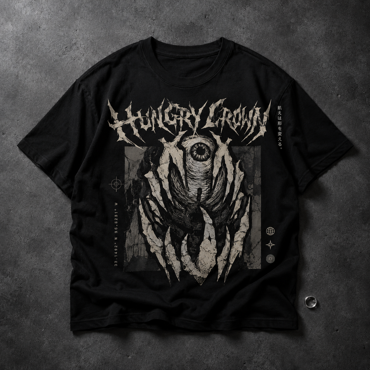Hungry Crown Band Tee — Gothic Eye Graphic T-Shirt