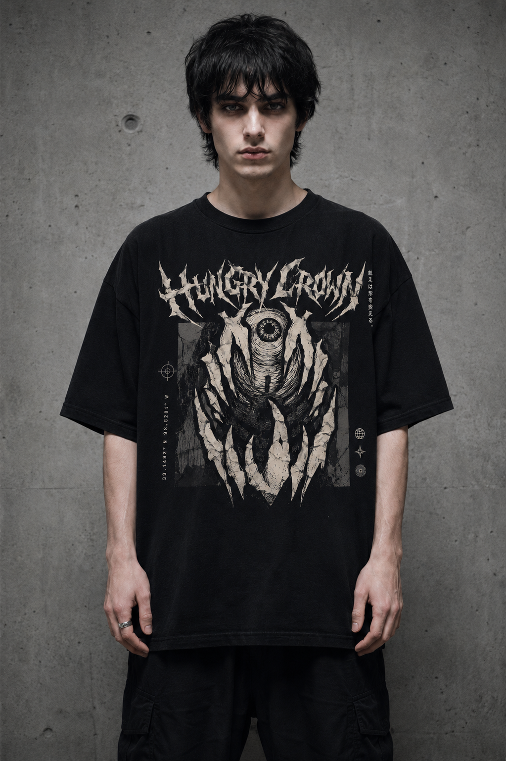 Hungry Crown Band Tee — Gothic Eye Graphic T-Shirt
