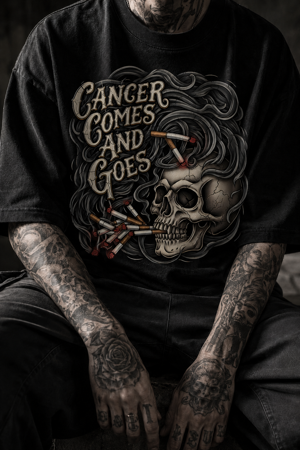 Skull 'Cancer Comes and Goes' Graphic T-Shirt