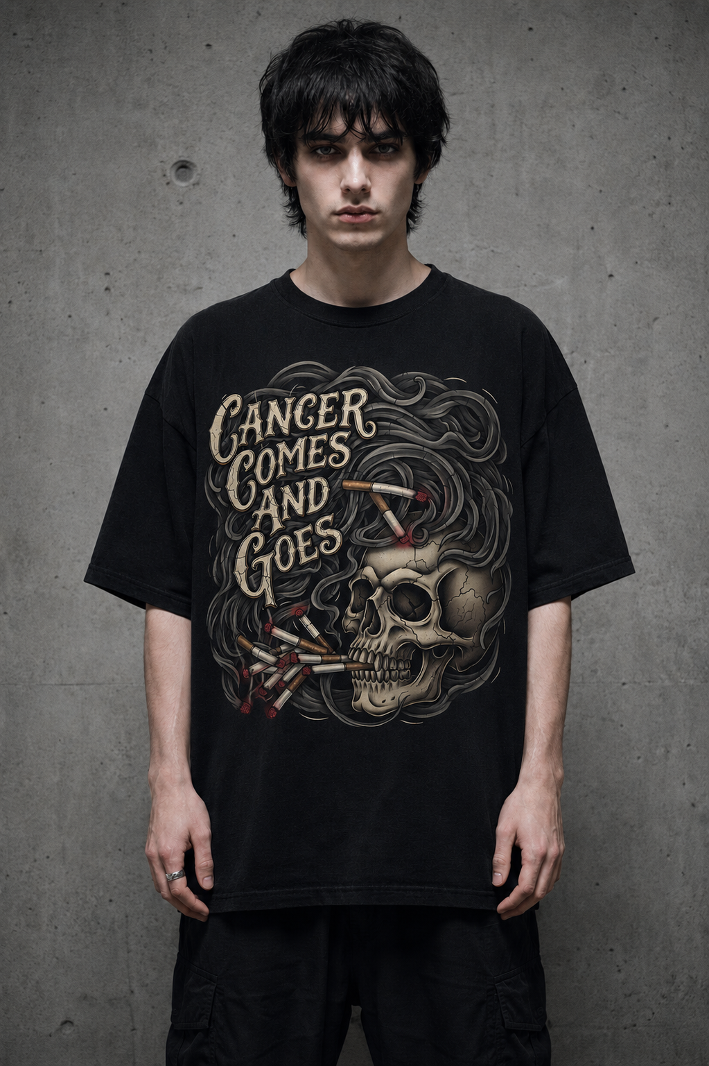 Skull 'Cancer Comes and Goes' Graphic T-Shirt