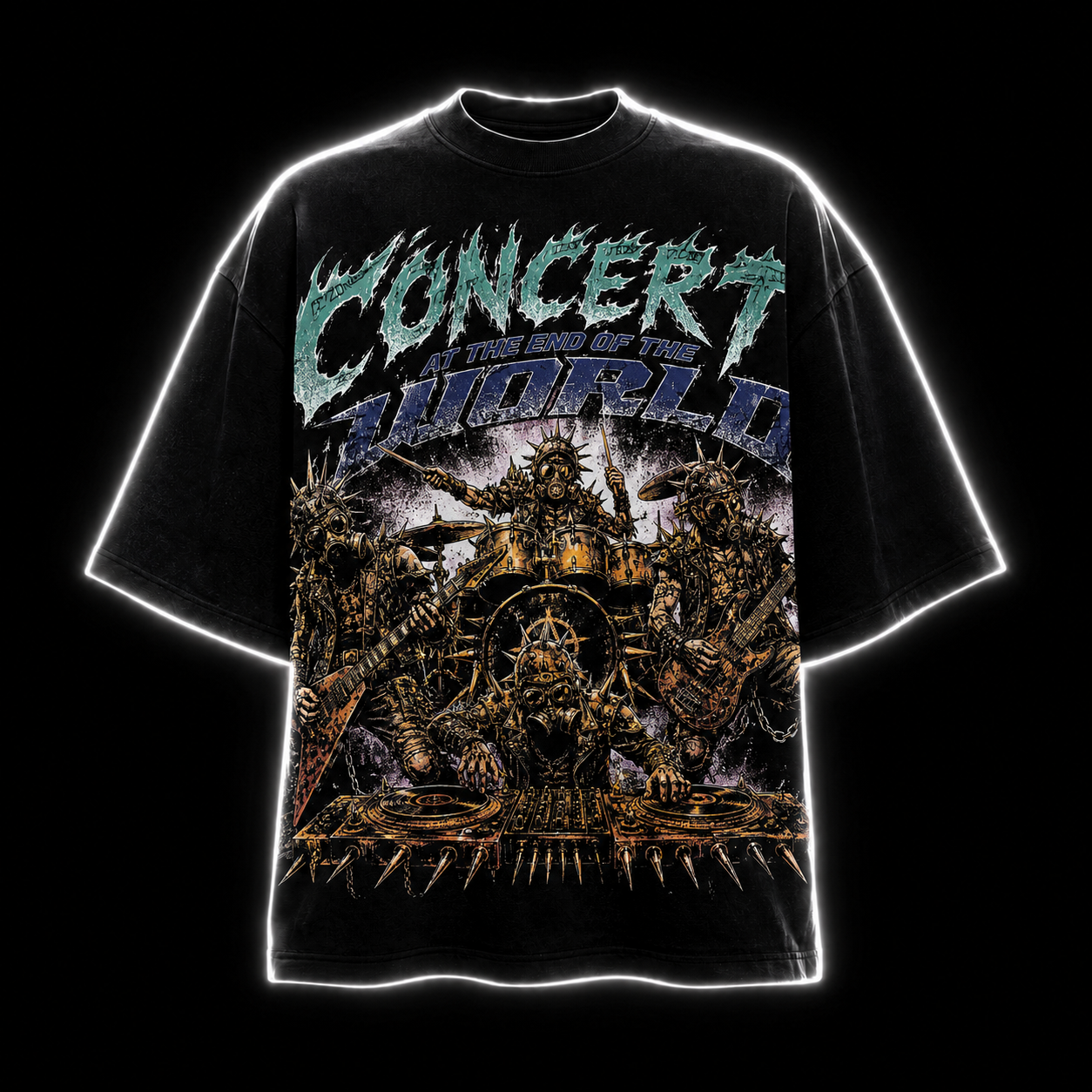 Concert Brawl Graphic Tee — Vintage Rock Band Stage Illustration