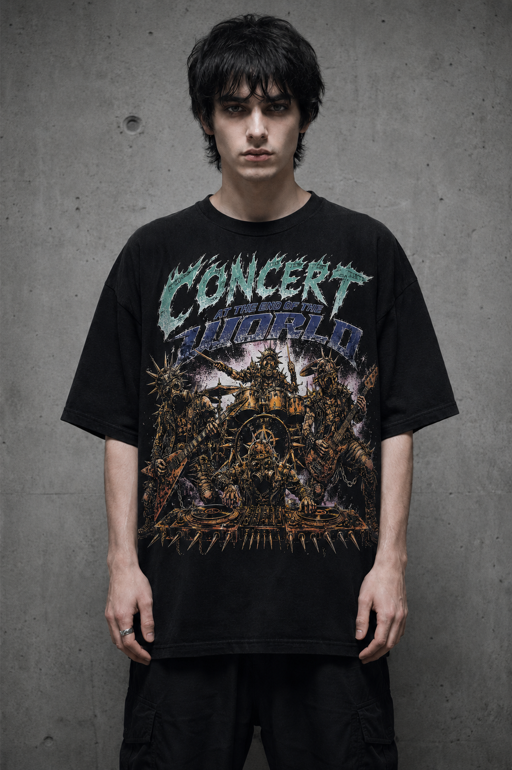 Concert Brawl Graphic Tee — Vintage Rock Band Stage Illustration