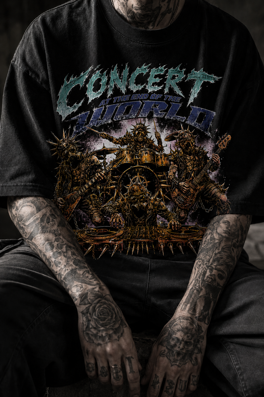 Concert Brawl Graphic Tee — Vintage Rock Band Stage Illustration