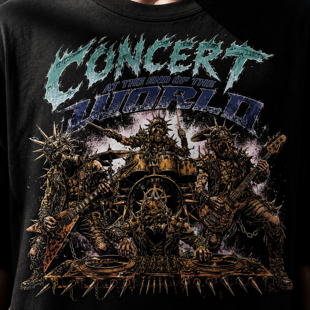 Concert Brawl Graphic Tee — Vintage Rock Band Stage Illustration