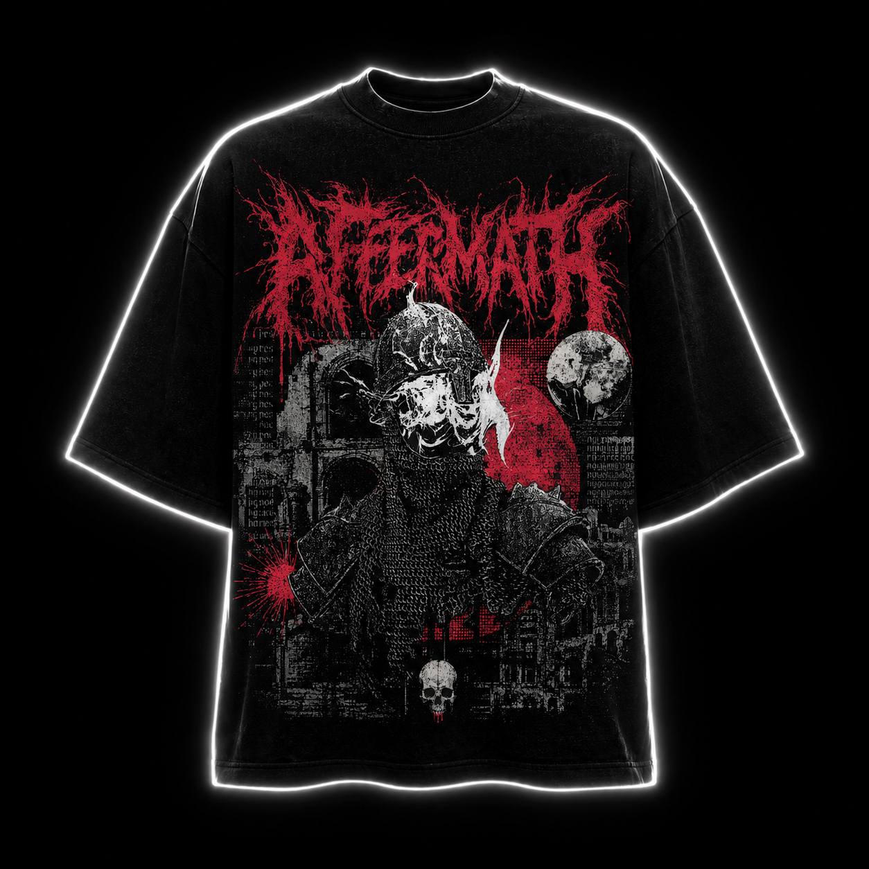 Aftermath Skull Graphic T-Shirt — Gothic Horror Metal Band Tee