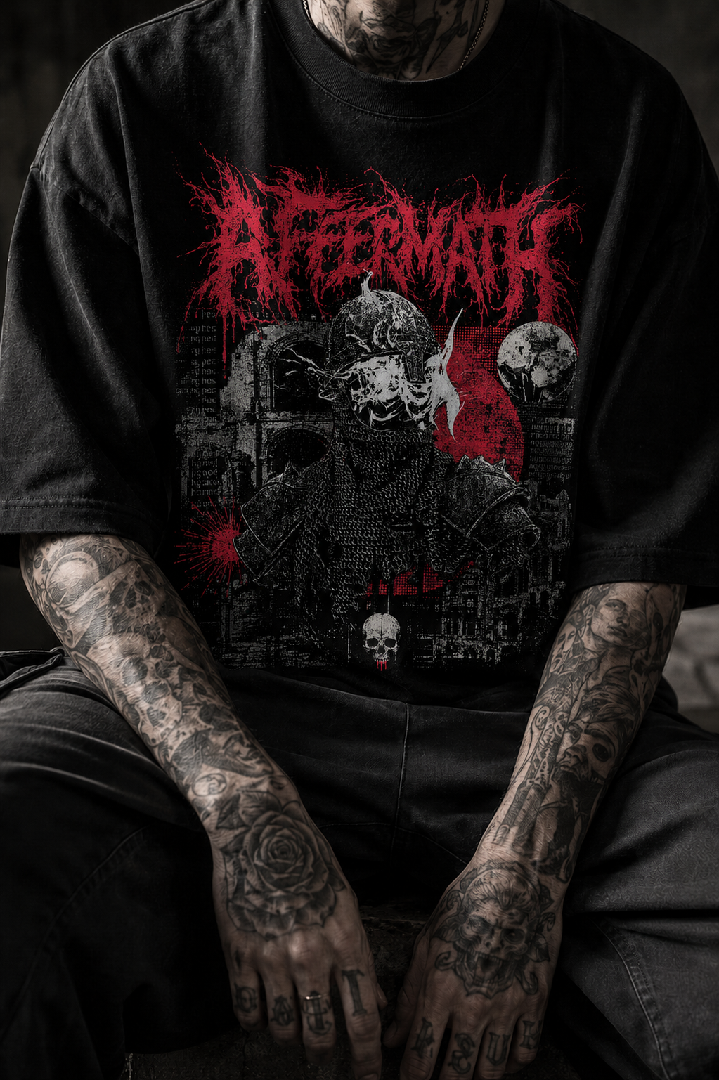 Aftermath Skull Graphic T-Shirt — Gothic Horror Metal Band Tee