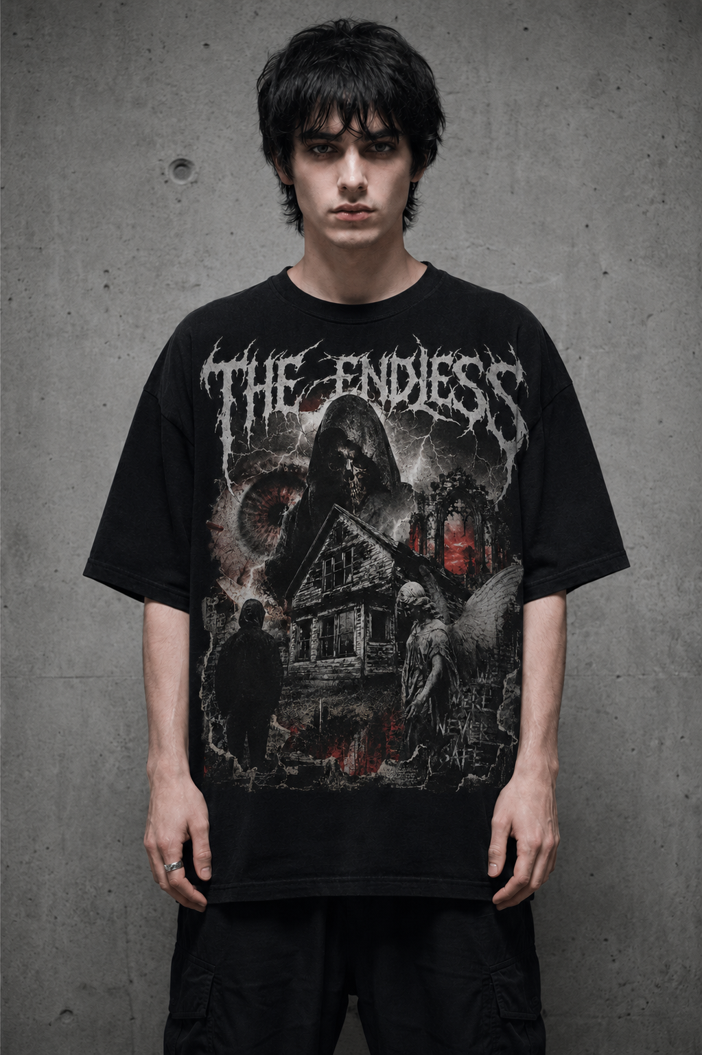 The Endless Gothic Horror T-Shirt — Haunted House Reaper Band Tee