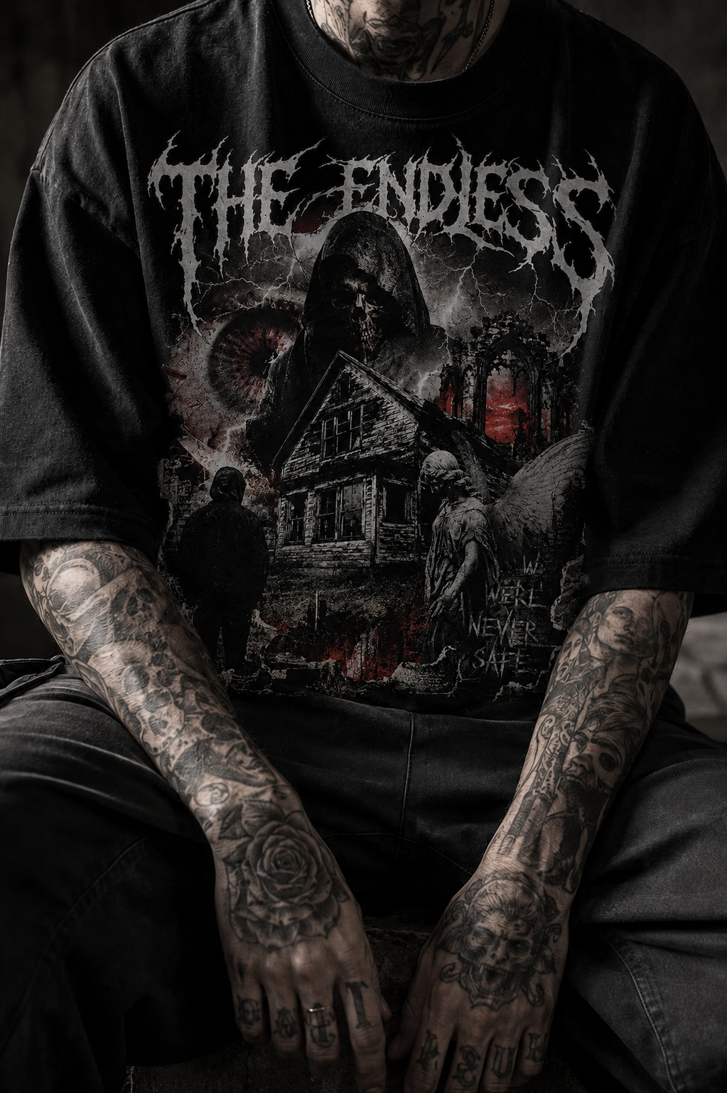 The Endless Gothic Horror T-Shirt — Haunted House Reaper Band Tee