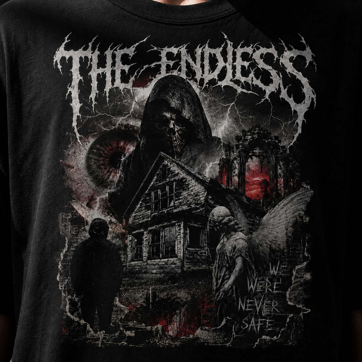 The Endless Gothic Horror T-Shirt — Haunted House Reaper Band Tee