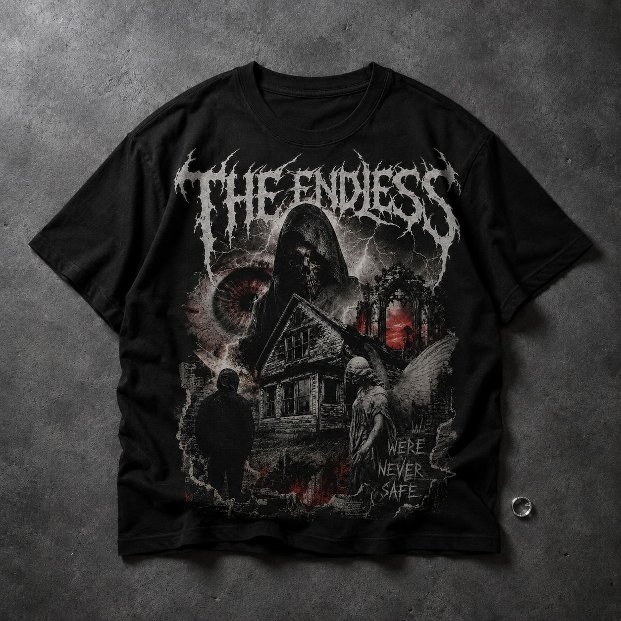 The Endless Gothic Horror T-Shirt — Haunted House Reaper Band Tee
