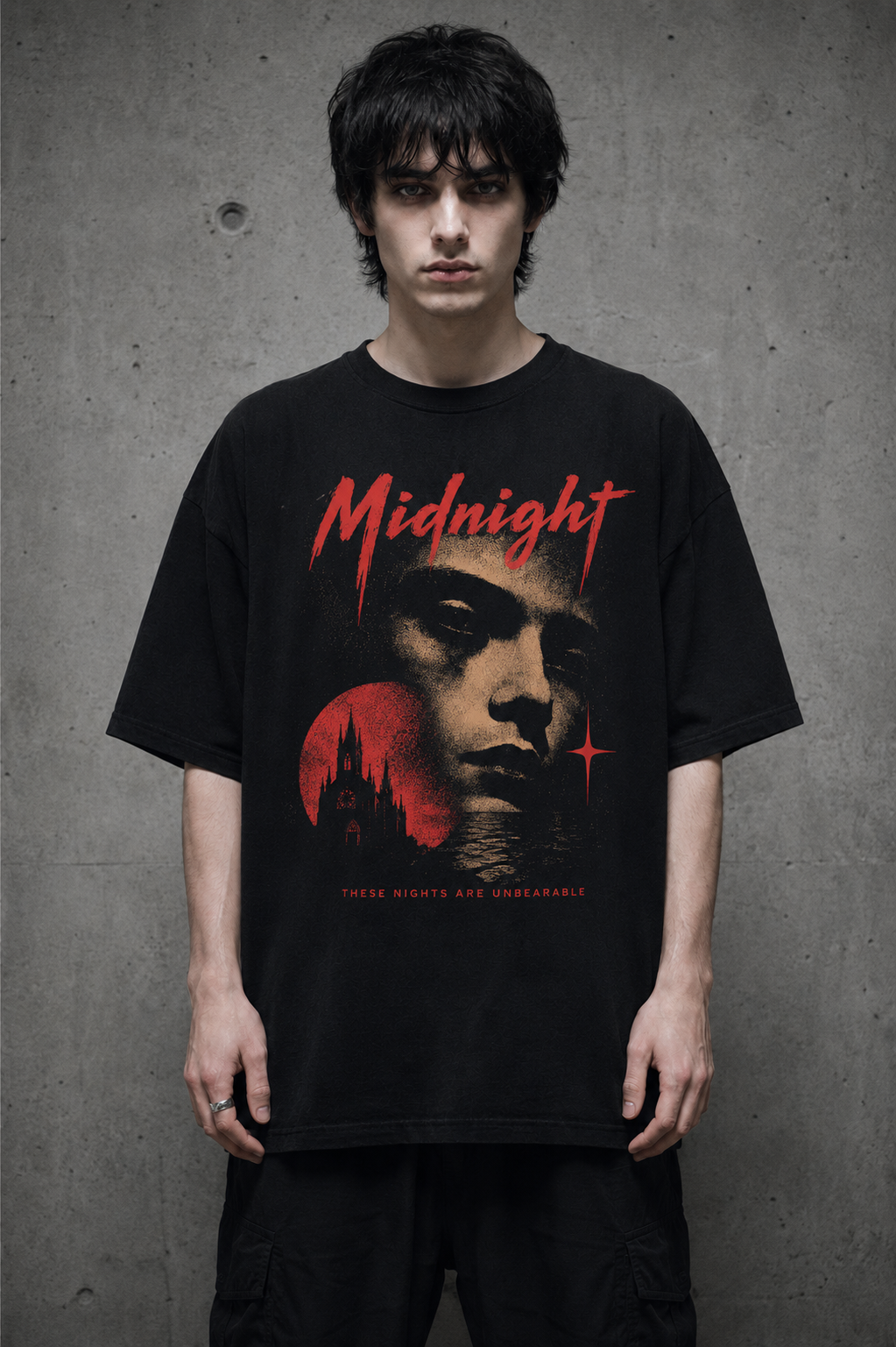 Midnight Portrait T-Shirt — Retro Horror Face Graphic Tee