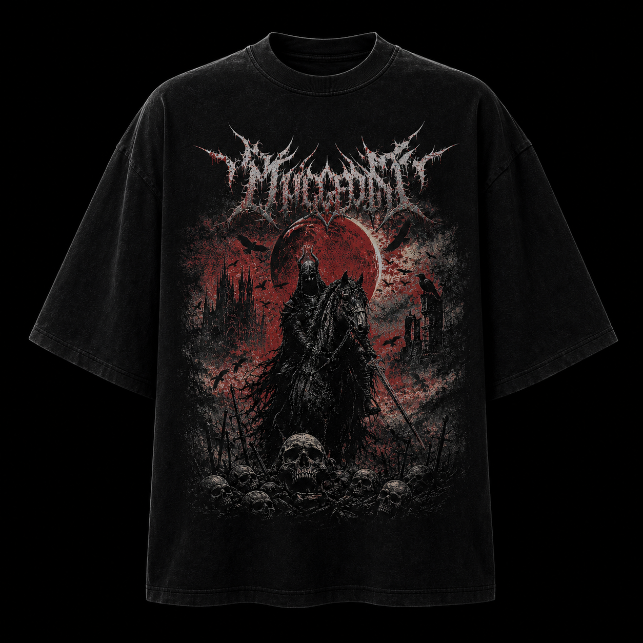 Dark Rider Graphic T-Shirt — Red Moon Gothic Band Tee