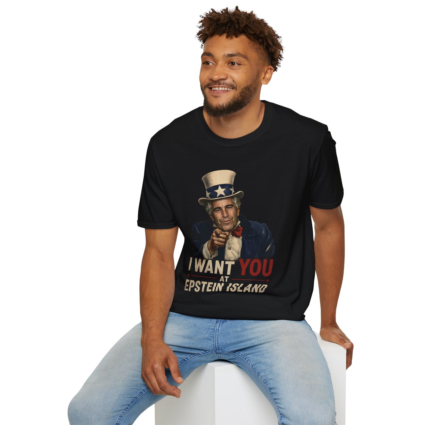 Controversial Uncle Sam Parody T-Shirt — “I Want You At Epstein Island”