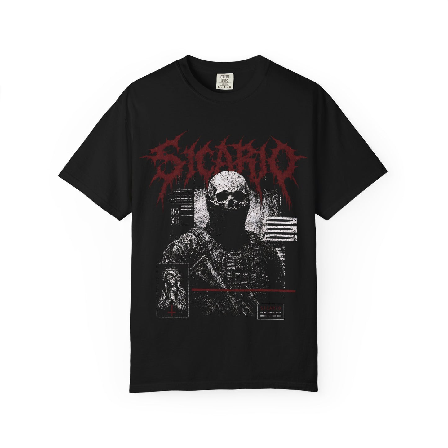 Sicario Skull Graphic T-Shirt — Dark Tactical Band Tee